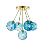 Ballroom Molecule plafondlamp, blauw, glas, 5-lamps