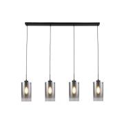 Ventotto hanglamp, zwart/rook, lengte 125 cm, 4-lamps.