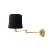 Wandlamp Solo, kegel, velours, zwart/goud