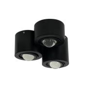 Lindby plafondspot Jyla, zwart, 4200 K, 3-lamps, lens, GX53