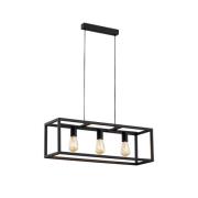 Hanglamp Valeria, zwart, staal, 3-lamps