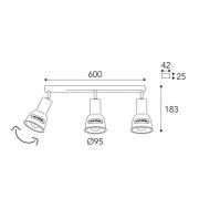 Plafondlamp Azali 1549.E27, 3-lamps messing antiek