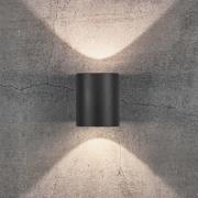 LED buitenwandlamp Canto 2, 10 cm, zwart