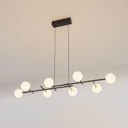 Kelder hanglamp, ijzer, zwart, glas, wit, 8-lamps