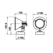 Wandspot 643 W, wit, IP54, E27, aluminium, draaibaar