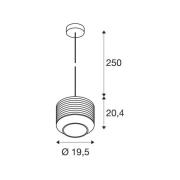 SLV Pantilo Rope 20 hanglamp, zwart/grijs/zilver, glas