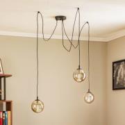 Hanglamp Glassy 3-lamps decentrale, glas grafiet