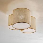 Plafondlamp Mona Nature, 3-lamps, linnen naturel