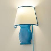 Keramiek-wandlamp A184 met stoffen kap, blauw