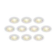 ELC Dakarra downlight set van 10, GU10 Ø8,8cm wit