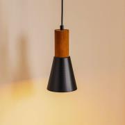 Hanglamp Esma, zwart, houtdetail, 1-lamp