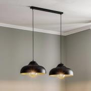 Hanglamp Basca, buitenkant zwart, binnenkant goudkleurig, 2-lamps.