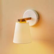 Wandlamp Canditia van hout met textiel kap