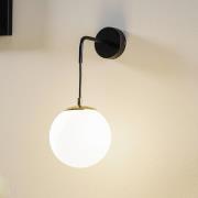 Wandlamp Ognis K1 met bolvormige kap, zwart/goud