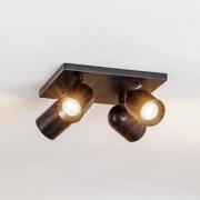 Arcchio spot Brinja, hoekig, zwart, 4-lamps, aluminium, GU10