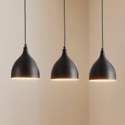 Hanglamp Nanu, zwart, roestvrij staal, 3-lamps