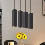 Prios Neliyah hanglamp, hoekig, zwart, 4-lamps