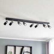 Plafondspot Rondo zwart/chroom, roestvrij staal, 8-lamps.
