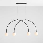 Hanglamp Alison, zwart/wit, 4-lamps, boog, 129cm