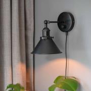 PR Home Anton wandlamp met stekker, breedte 17 cm, zwart
