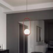 Hanglamp Dione, 1-lamp, wijnrood/wit