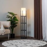 Vloerlamp 8111 zwart, plank, stoffen kap wit