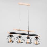 Trendy Basket hanglamp van hout, 4-lamps