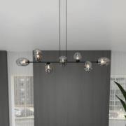 Glassy hanglamp, 8-lamps, ovaal glas, grafiet