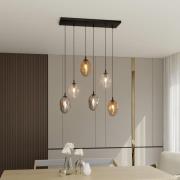 Hanglamp Glassy, 6-lamps, glazen bol, gekleurd