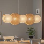 Hanglamp Puls, jute kappen, naturel bruin/wit, 5-lamps