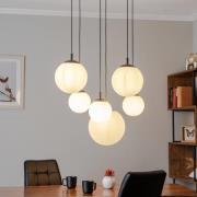 Hanglamp Esme, opaalglas, 6-lamps, rechthoekig