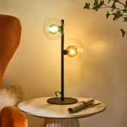 Tafellamp Uranus amber/groen, hoogte 45 cm, 2-lamps, glas