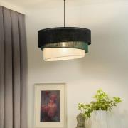 Euluna hanglamp Trio, zwart/groen/wit, textiel, Ø 45 cm