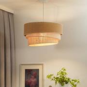Euluna hanglamp Trio jute, naturelbruin/wit/raffia, Ø 45 cm
