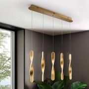 Hanglamp Twist, 5-lamps Aluminium, metaal, acryl, goudkleurig