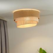 Euluna plafondlamp Trio jute, naturelbruin/wit/raffia Ø 60 cm