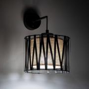 Wandlamp Harmony, zwart, Natur Jute, met schakelaar