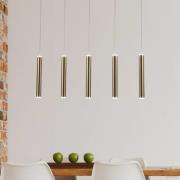 Hanglamp Prado, goud, 5-lamps, lineair, dimbaar