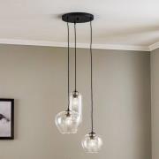 Hanglamp Kaja 3-lamps, glazen kappen helder