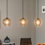 Hanglamp Svala glazen kappen rond 3-lamps lineair