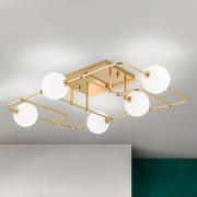 LED plafondlamp Pipes in goud met glasbollen