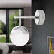 LED wandlamp Ball, 1-lamp, nikkel, neerwaarts