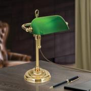 Bankierslamp Harvard, messing/groen, hoogte 32 cm