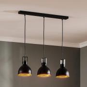 Trial hanglamp, 3-lamps linear, zwart/goud