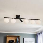 Plafondlamp Baleo, zwart/opaal, 5-lamps