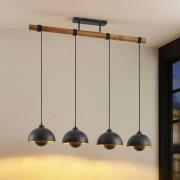 Lindby Bamila hanglamp van metaal en hout 4-lamps