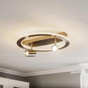 Lindby LED plafondlamp Berisha, 2-lamps + LED, nikkel