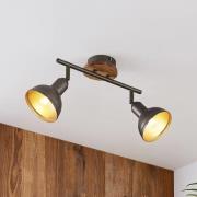 Lindby Nesrin plafondlamp met houtschijf, 2lamps