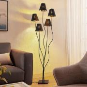 Lindby Komalie vloerlamp, 5-lamps, zwart