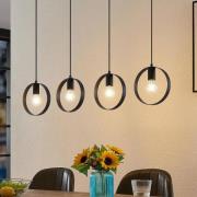 Lindby Shaima hanglamp, zwart, vier ringen